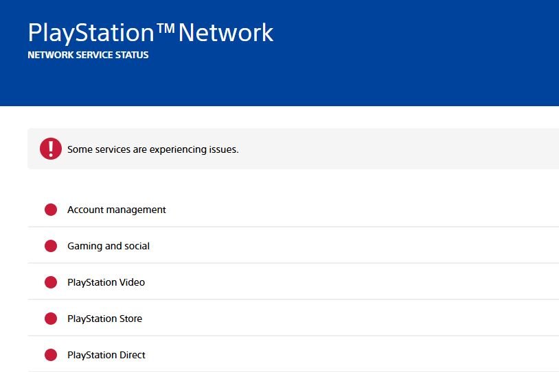 PlayStation Network Status Issue