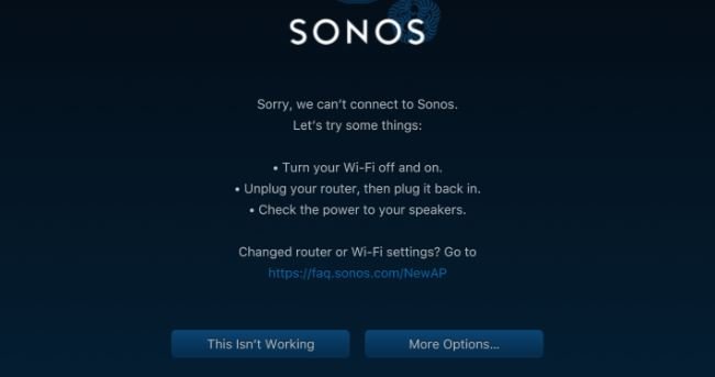 Sonos Unable To Connect Try Again Later