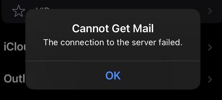 Iphone Cannot Get Mail The Connection To The Server Failed