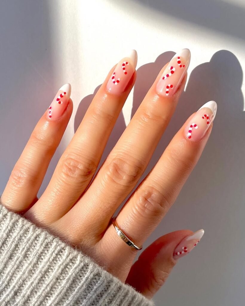 Candy Cane-Inspired French Tips