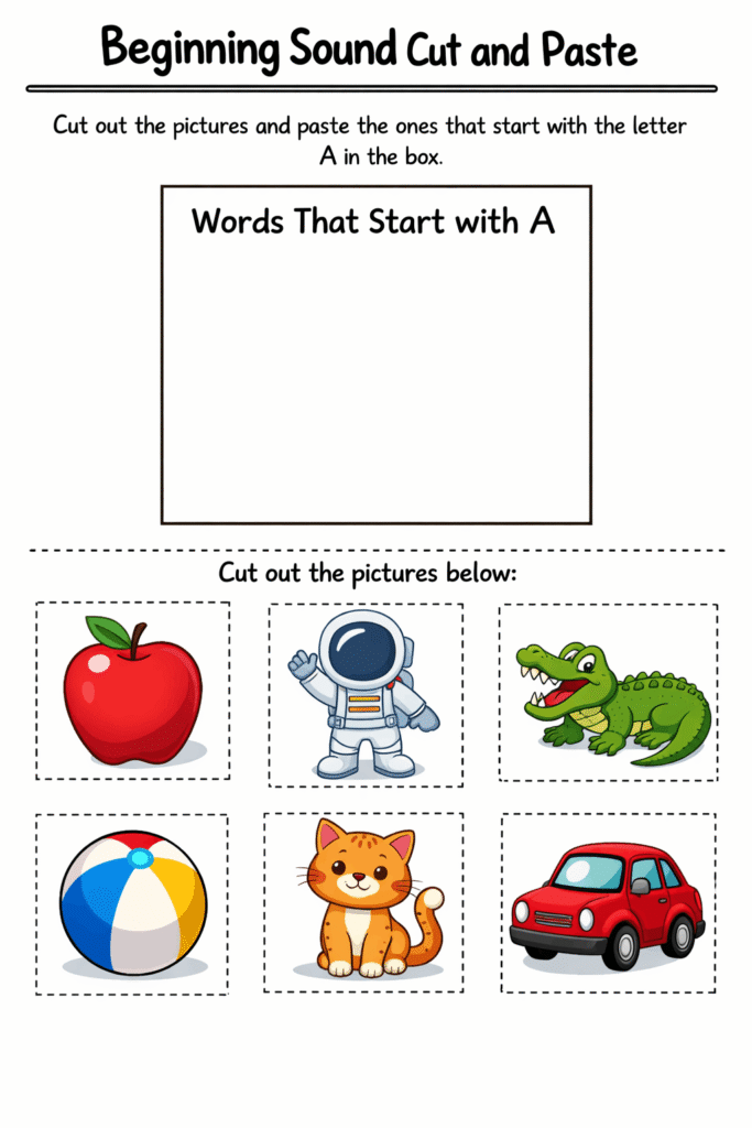 Beginning Sound Cut and Paste Activities