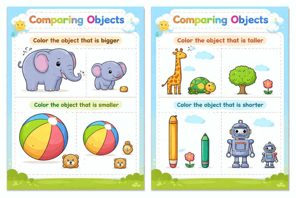 Comparing Objects Worksheets