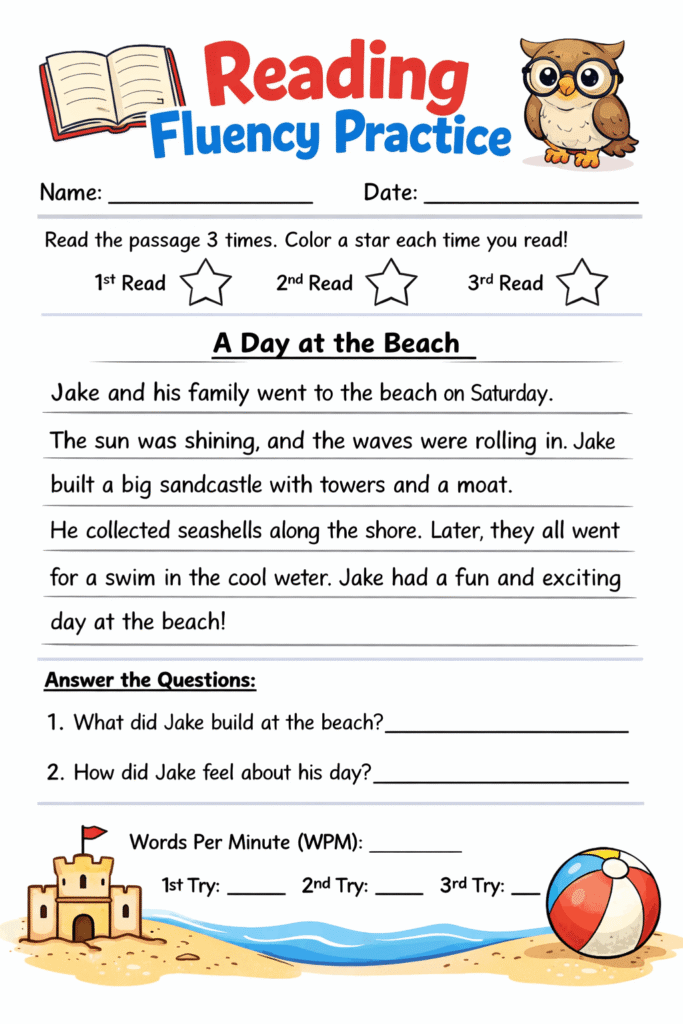 Fluency Worksheets for 2nd Grade