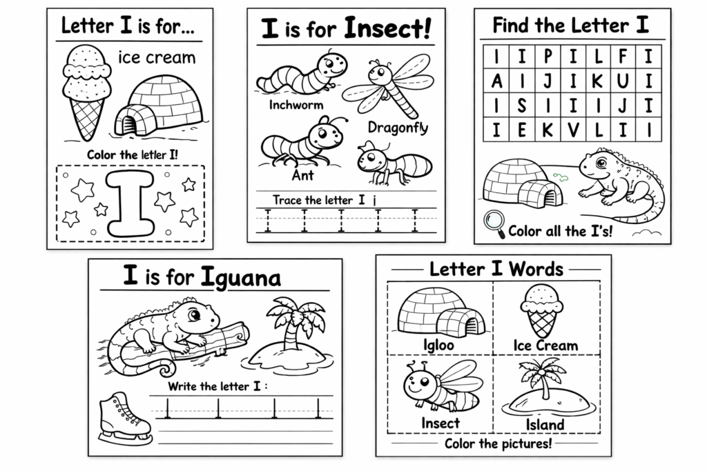 Letter I Coloring Worksheets