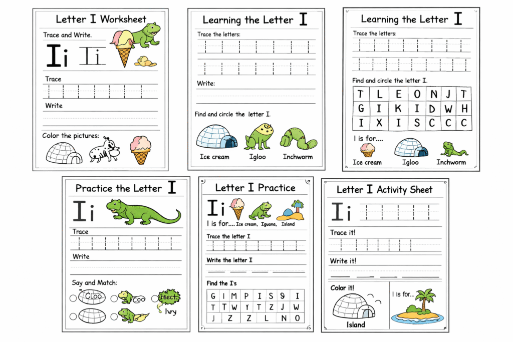Letter I Handwriting Worksheets