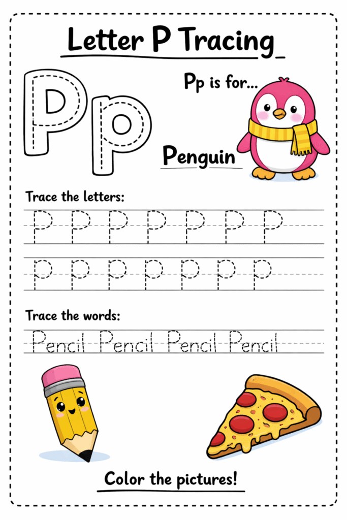 Letter P Tracing Worksheets