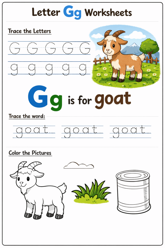 Uppercase and Lowercase G Worksheets
