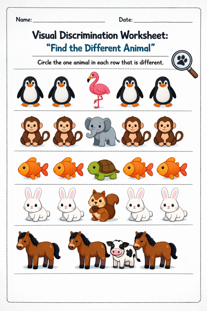 Visual Discrimination Worksheets