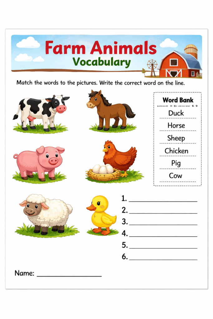 Vocabulary Worksheets for 2nd Grade