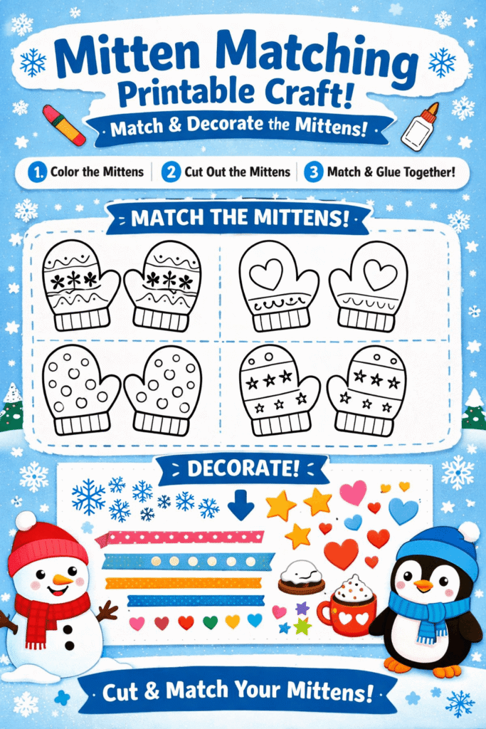 Mitten Matching Printable Craft