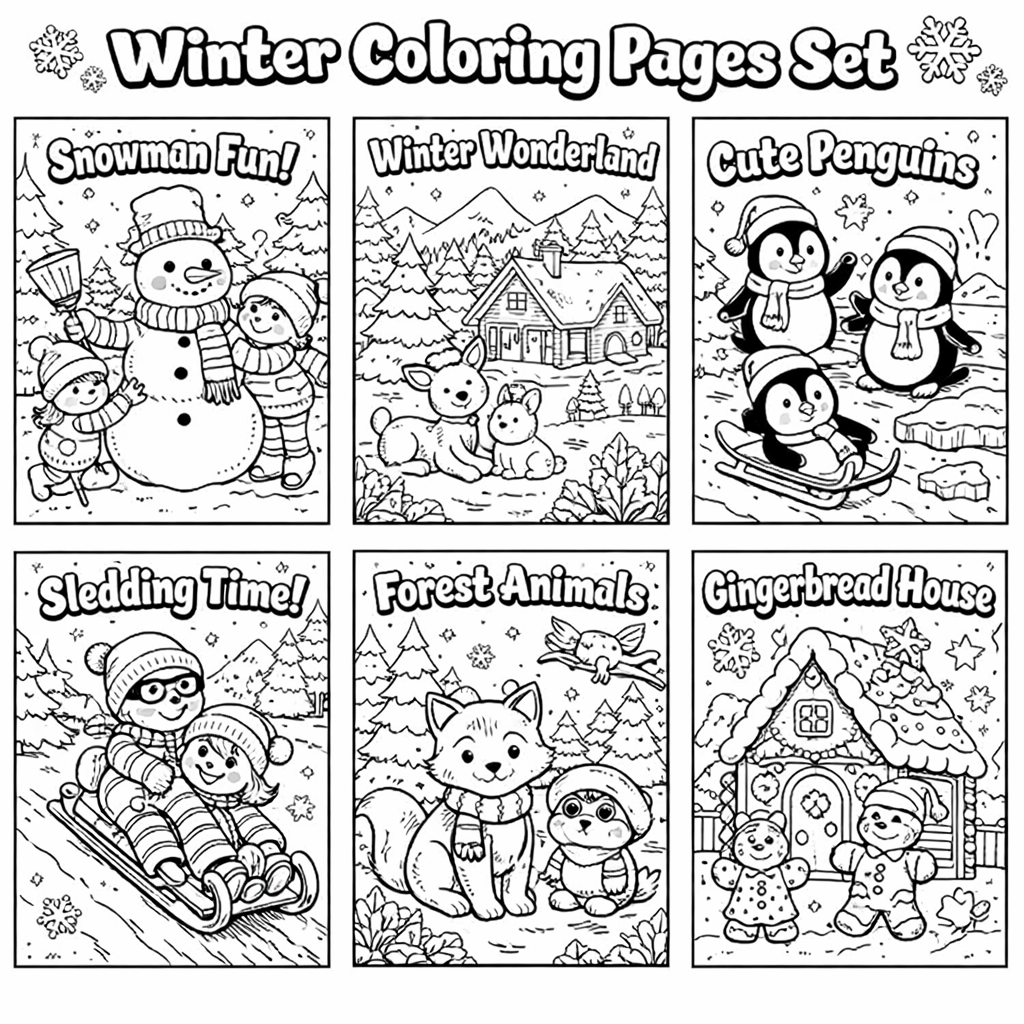 Winter Coloring Pages Set