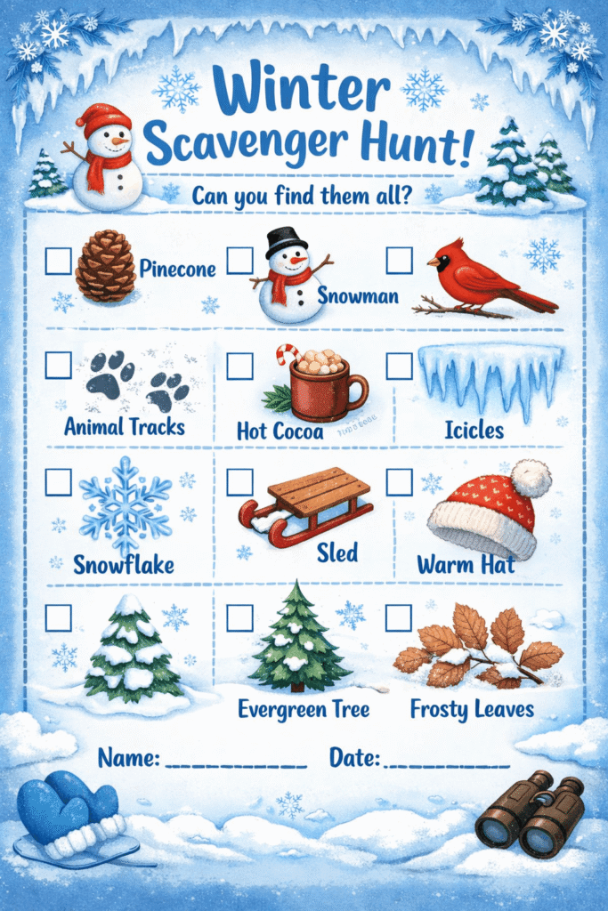 Winter Scavenger Hunt Printable